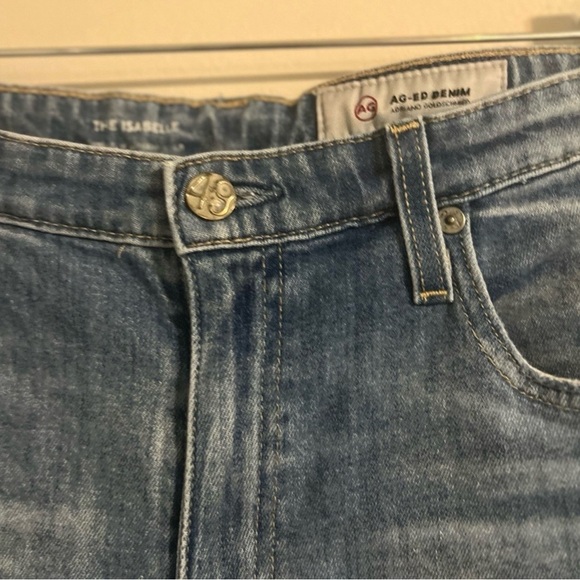 AG Adriano Goldschmied Light Blue High-Rise Cropped Jeans with Knee Rips - Picture 4 of 8